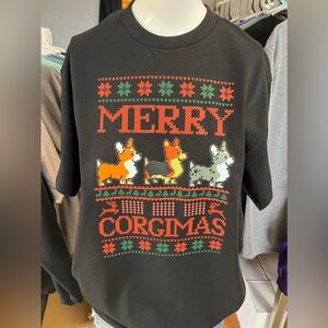 Brand new unisex T-shirt merry Christmas ugly sweater corgi design
